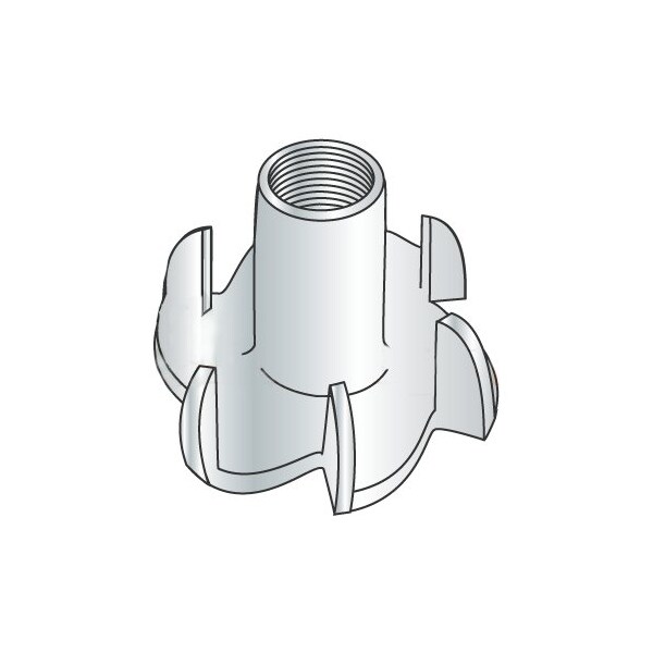 Newport Fasteners T-Nut, 6 Prongs, 1/4"-20, Steel, Zinc Plated, 5/16 in Barrel Ht, 2000 PK 336685 - main
